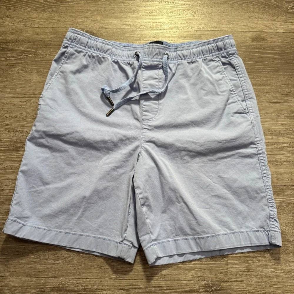 Gap Shorts Mens Medium Blue Solid Cotton Casual Summer Comfort Chino Drawstring